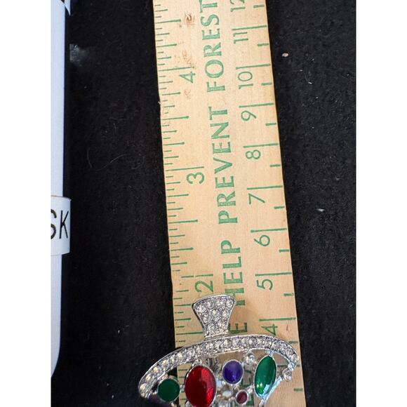 Vintage Rhinestone Christmas Tree Brooch – Red, Green & Purple Stones, - Picture 3 of 3